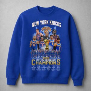 NY Knicks 2026 Eastern Conference Champions Roster Signatures Sweatshirt