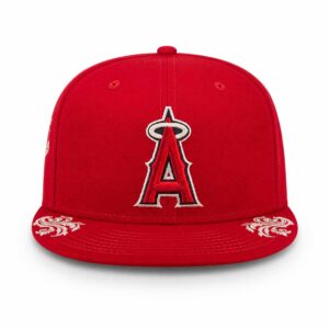 Los Angeles Angels Red Script Fitted Hat 1