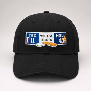 Rangers 11 Astros 4 Scoreboard Hat 1
