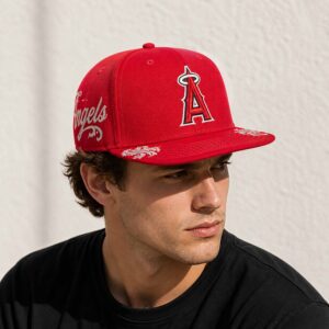 Los Angeles Angels Red Script Fitted Hat 2