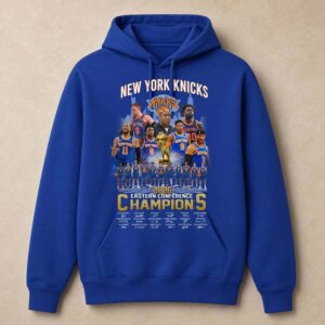 NY Knicks 2026 Eastern Conference Champions Roster Signatures Hoodie