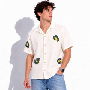 David Tennant Ecru Flower Hawaiian Shirt