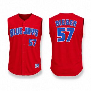 2026 Blue Jays Shane Bieber Red Cut Off Jersey Giveaway 2