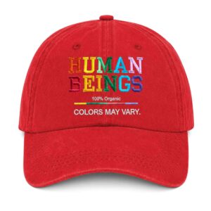 Human Beings 100% Organic Colors May Vary Baseball Cap 1