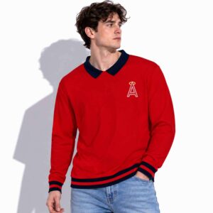 2026 LA Angels Throwback Collared Crewneck Sweatshirt Giveaway 2