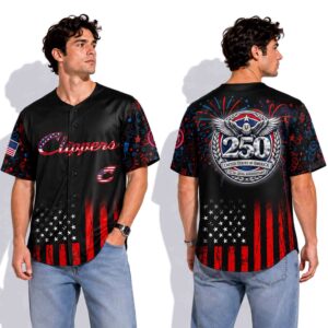 Clippers 250 Years USA Anniversary 1776 2026 Baseball Jersey 1