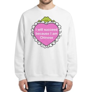 I Will Succeed Because I Am Chinese Cute Pink Heart Frog Sweatshirt